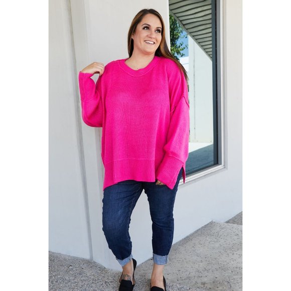 Davi & Dani Hot Pink Reverse Seam Sweater - Picture 2 of 11